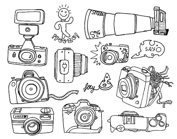 Vector illustration of photo camera set