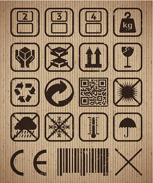 Vector illustration of Shipping icons on a cardboard background