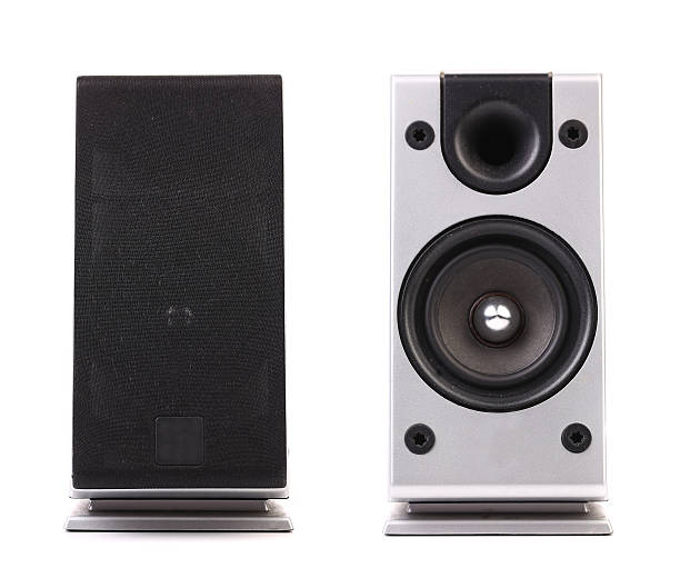 istock Gray and black sound speaker. 185025704