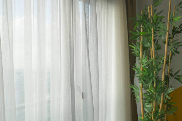 istock close up of clean fabric curtain. 1850265035