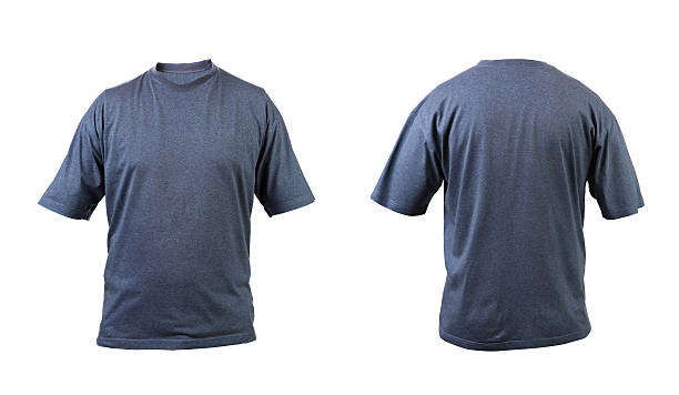 istock Blue gray t-shirt front and back view. 185029412