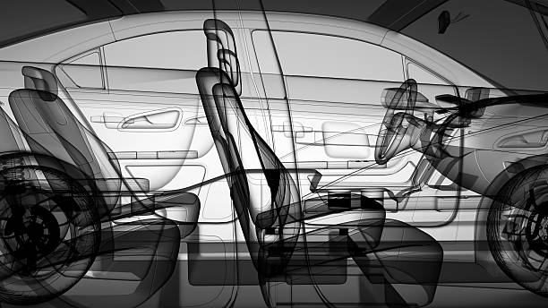 Graphic 3D model of a sedan car