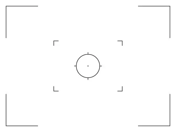 Vector illustration of Digital photo focusing viewfinder. Abstract round recording target camera.