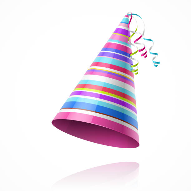 Colorful party hat isolated on white background Vector illustration with transparent effect. Eps10. party hat stock illustrations