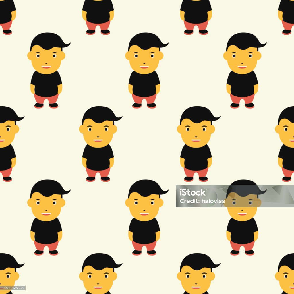 Cartoon Boy Pattern Boy Character Seamles Pattern Stock Illustration - Download Image Now ...