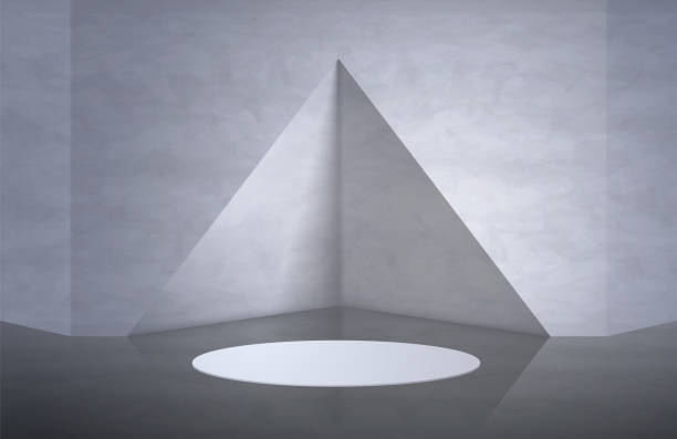 istock Round podium on the background of a triangular niche in the wall. 1850345135