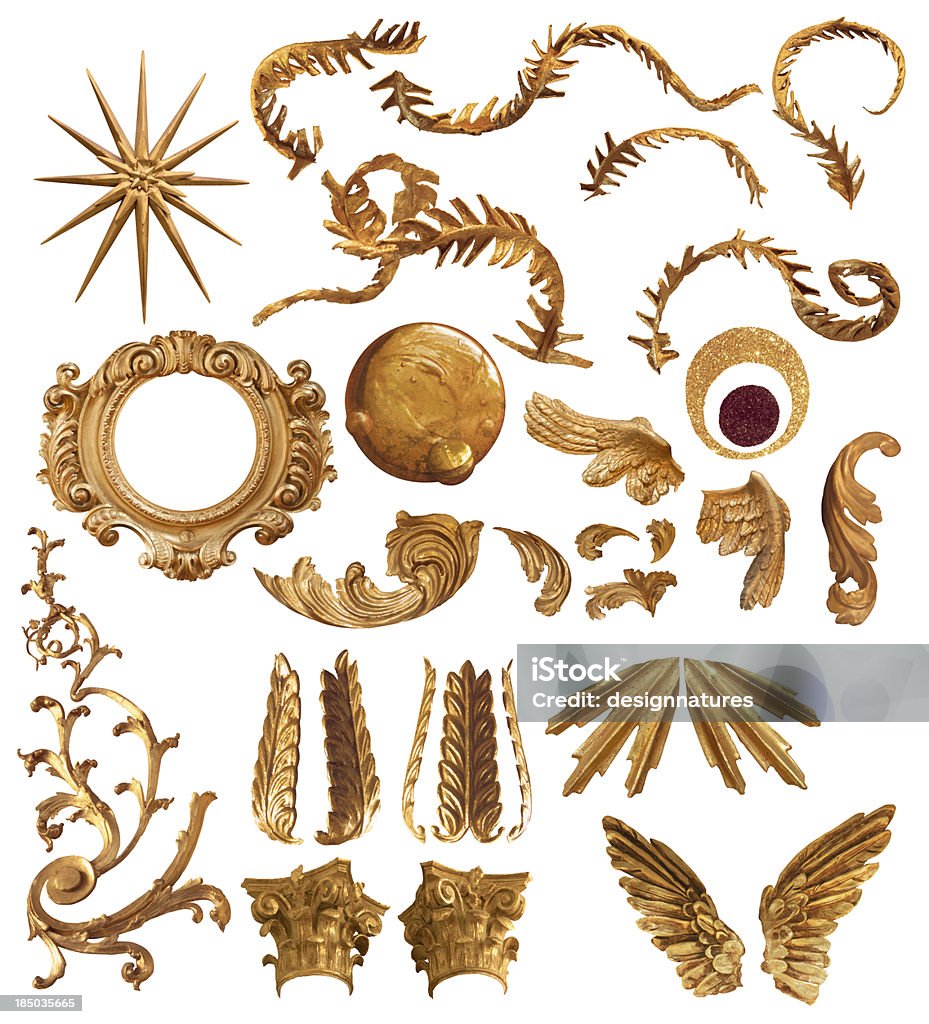 Feather Form Golden Feather Forms Collection Stock Photo - Download Image Now ...