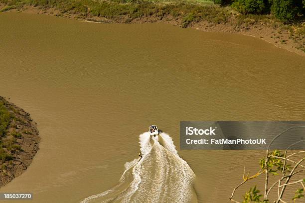 Water Skiing On The River Wye Wintours Leap Stock Photo - Download Image Now - Aquatic Sport, Brown, Circle