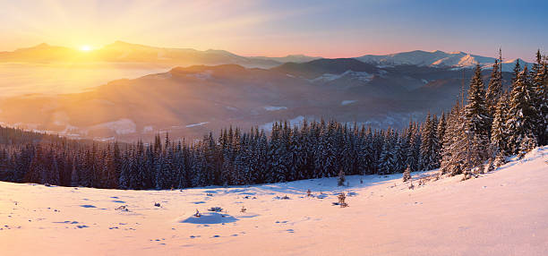 istock colorful winter sunrise in the mountains 185037613