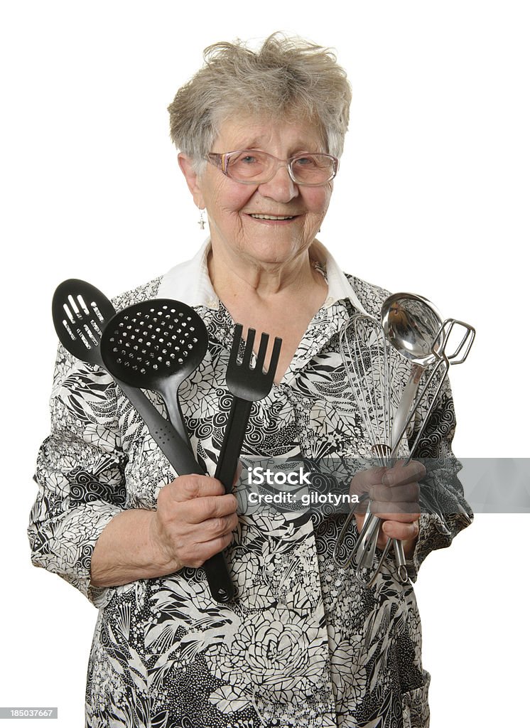 Senior cozinhar isolado a branco - Royalty-free Adulto Foto de stock