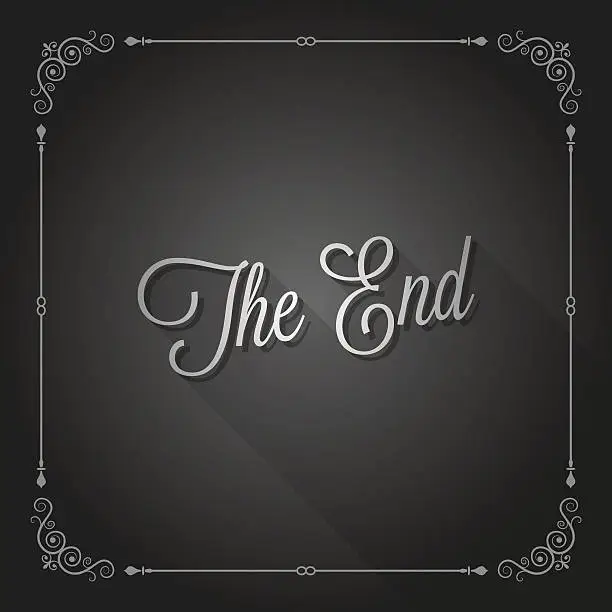 Vector illustration of the end sign movie ending frame