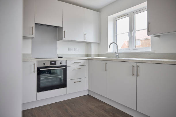 Empty Modern Kitchen Fitted In New Home On Moving In Day
