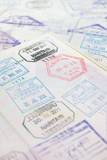 istock Passport stamps entering Japan, Thailand 185038893