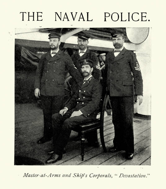 istock British Royal Navy naval police, Master at Arms and Ship's Corporals, HMS Devastation, 1890s, Victorian Military History 1850394409