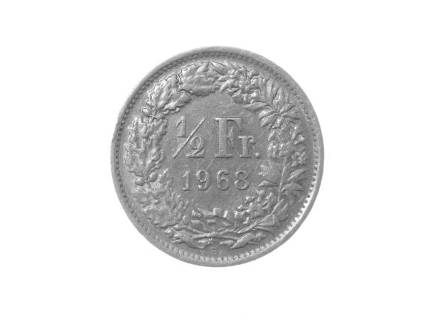 istock half a Swiss franc coin, hard currency 1850401905