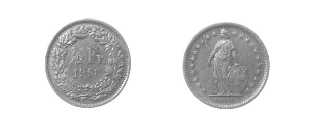 istock half a Swiss franc coin, hard currency 1850401906