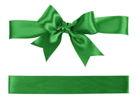 green bow and ribbon isolated