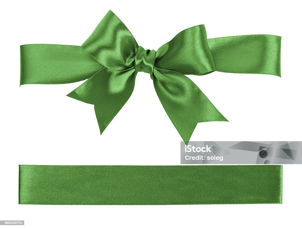 green bow and ribbon green bow and ribbon isolated Green Color Stock Photo