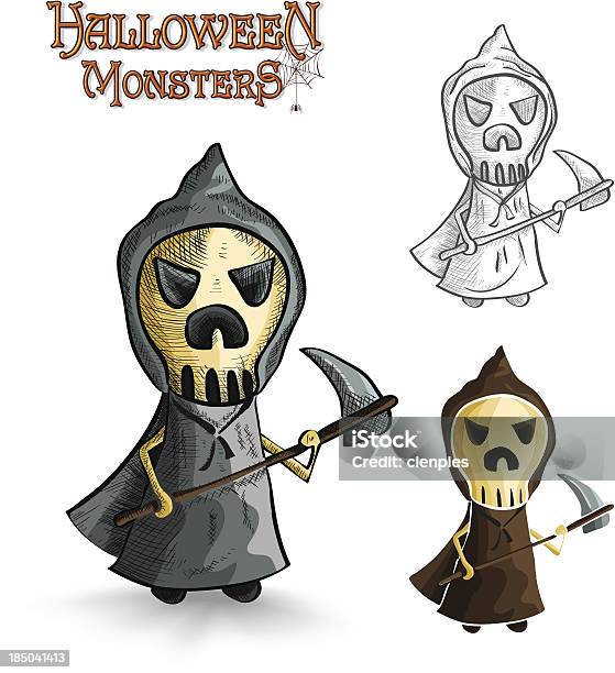 Scary Halloween Monstres Dessin Animé Ange De La Mort Eps10 Fichier Vecteurs libres de droits et plus d'images vectorielles de Ange de la Mort