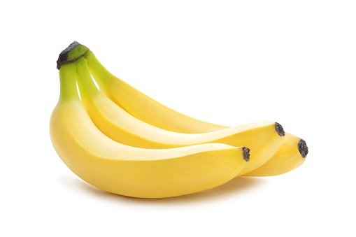 Bunch of bananas isolated on white background. Ripe bananas Clipping Path. Quality macro photo for your project.