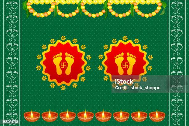 Les Pieds De Déesse Lakshami Pour Diwali Vecteurs libres de droits et plus d'images vectorielles de Déesse - Déesse, Empreinte de pas, Amour