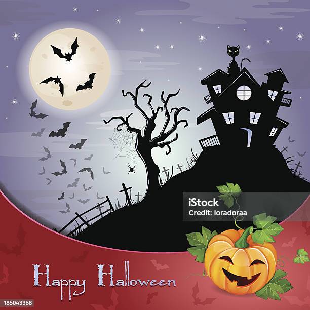 Halloween Illustration Stock Illustration - Download Image Now - Autumn, Bat - Animal, Castle