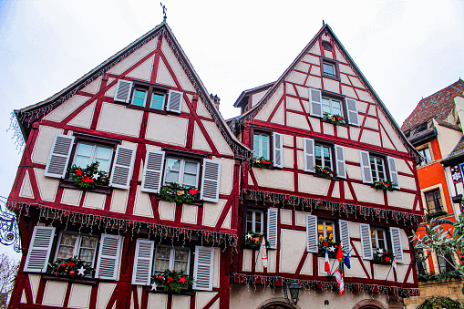 Image of some beautiful decorated houses in the village of Colmar