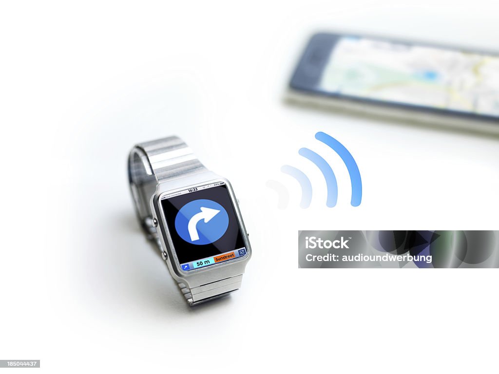 Smart watch the data watch- iwatch concept of data watch, so called smartwatch or iwatch. connects via bluetooth to smartphone Accessibility Stock Photo