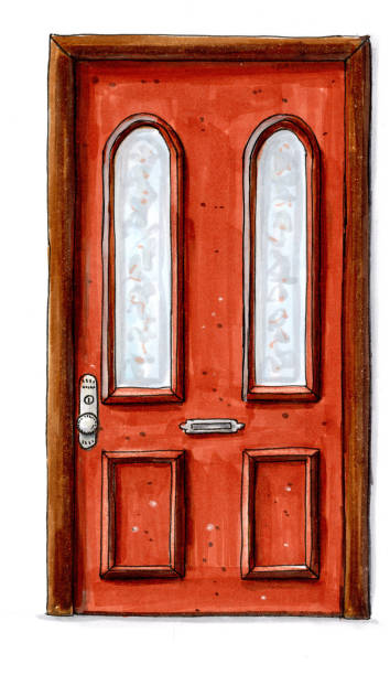 Hand drawn door illustration on white background - ilustração de arte vetorial