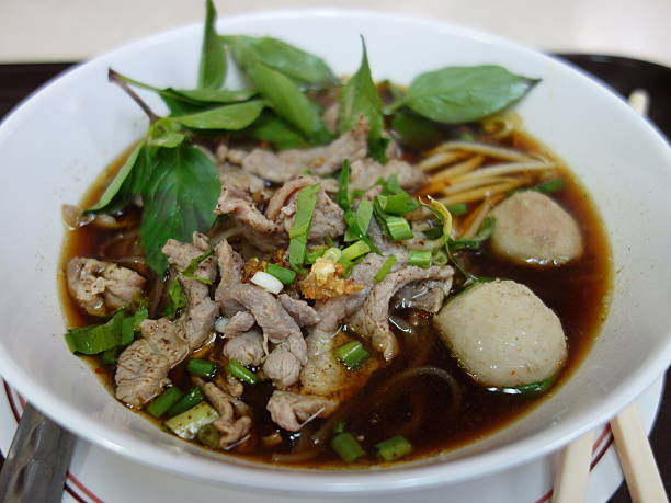 Beef Noodle Soup in Thai Style stock photo