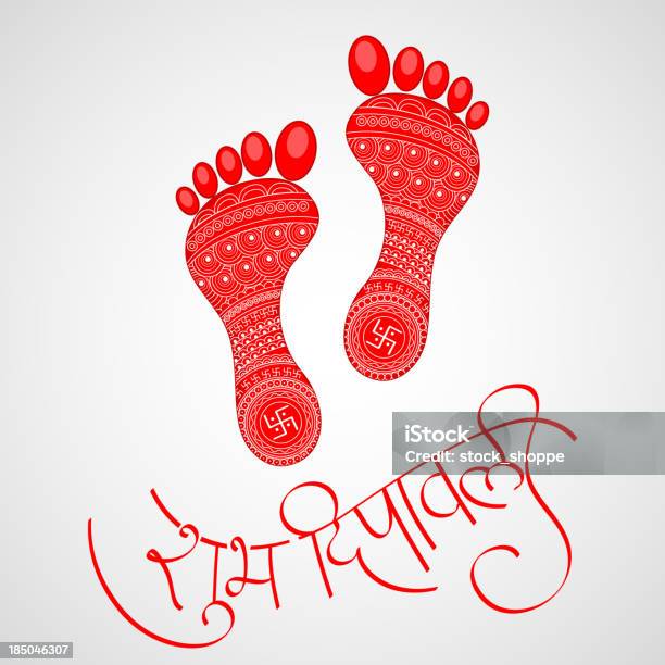 Footprints Of Goddess Lakshami On Diwali Stock Illustration - Download Image Now - Abstract, Celebration, Culture of India