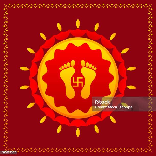 Impronta Della Dea Lakshami Per Diwali - Immagini vettoriali stock e altre immagini di Amore - Amore, Cultura indiana, Dea - Divinità