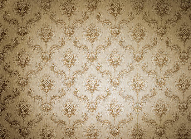 Old wallpaper with light and shadows Old beige wallpaper for texture or background old style stock pictures, royalty-free photos & images