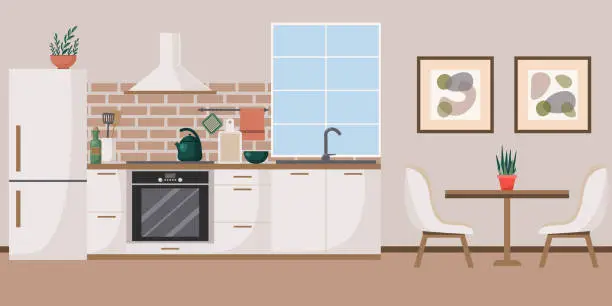 Vector illustration of Vector illustration of a living room in a house