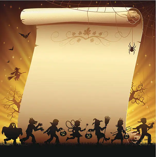 Vector illustration of Halloween Trick Or Treaters