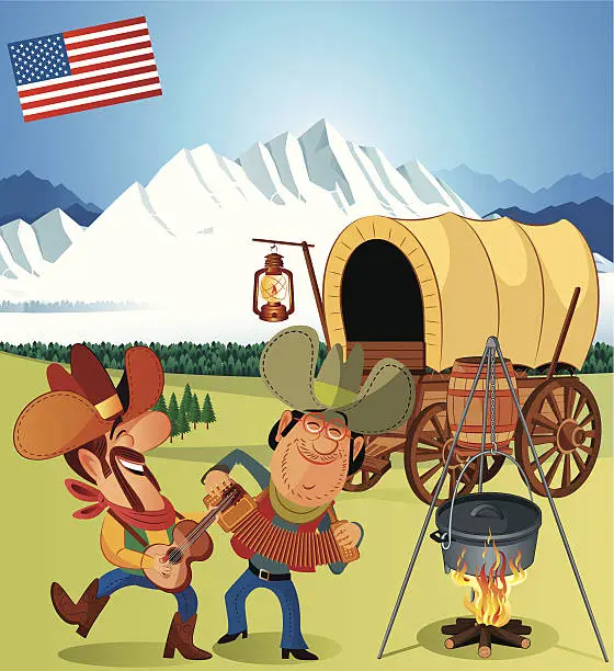 Vector illustration of Covered Wagon