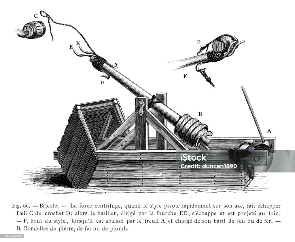 Medieval catapultar - Ilustración de stock de Trabuquete libre de derechos