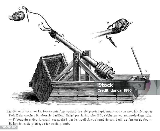 Ilustración de Medieval Catapultar y más Vectores Libres de Derechos de Trabuquete - Trabuquete, Disparar, Fuego