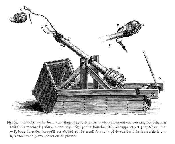 средневековая catapult - trebuchet stock illustrations
