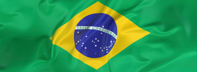 Brazil flag concrete grungy background 3d render