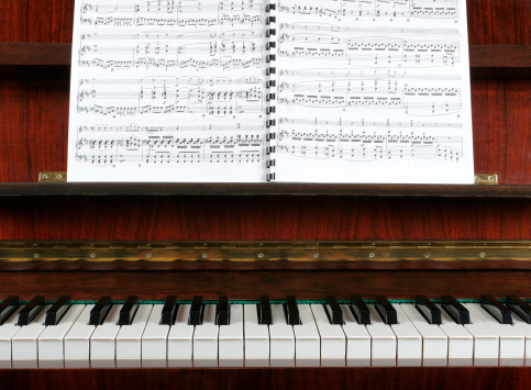 piano and music sheet ready to play