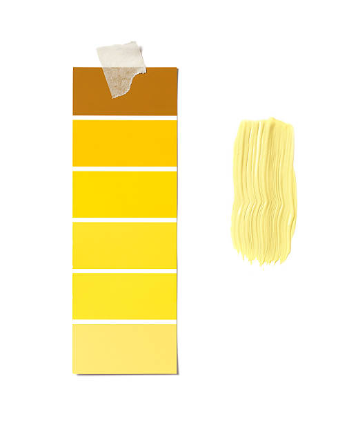 Yellow sample and paint stock photo