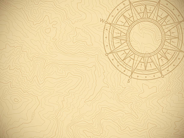 Discovery Topographic Map Background Topographic background with compass rose and copy space. EPS 10 file. Transparency effects used on highlight elements. topography illustrations stock illustrations