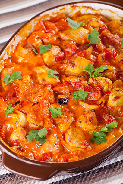 istock Casserole with chicken, potatos and tomatos 185054638