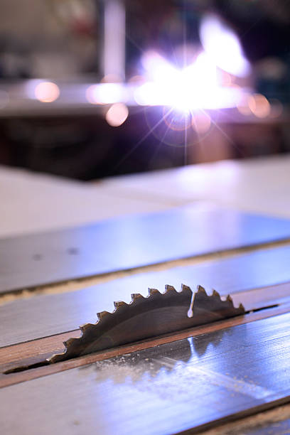 istock Miter Circular Saw in Carpentry Shop 185054729