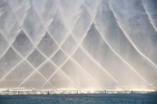 High powered fountains with motion blur