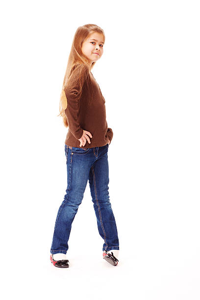 istock Casual Little Girl posing on white 185054794