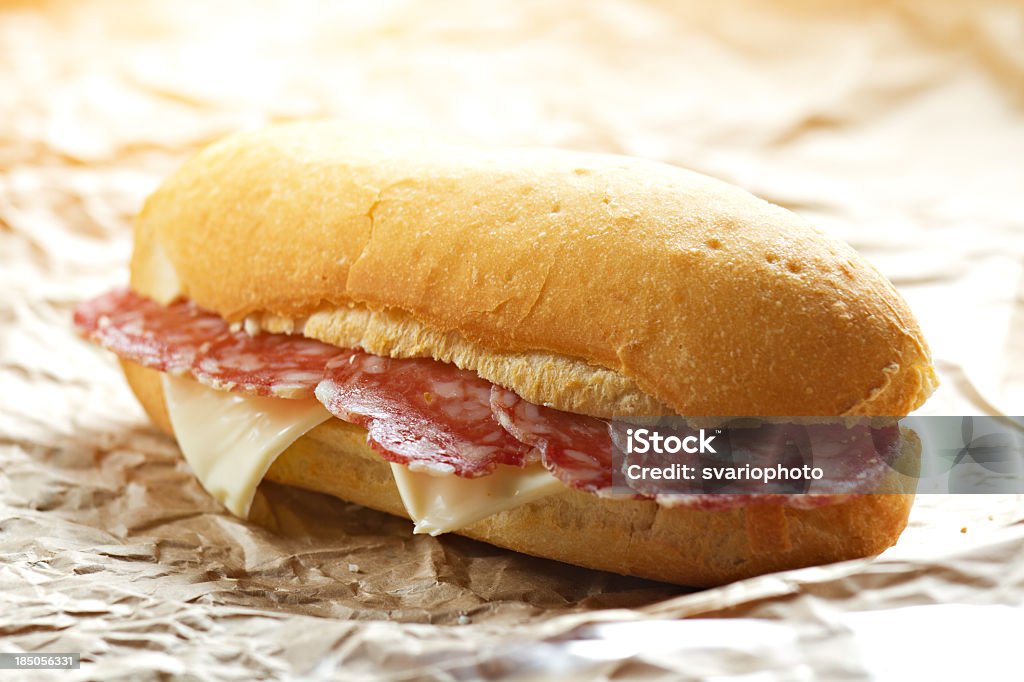 Salami-Sandwich - Lizenzfrei Baguette Stock-Foto