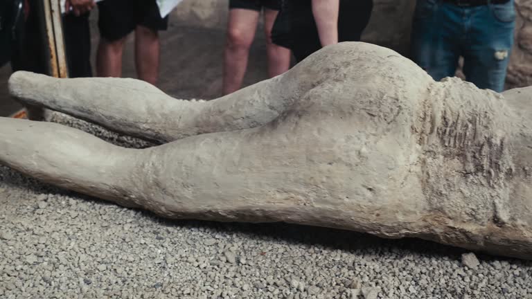 Plaster cast of victim at Stabian Baths, Pompeii, Italy