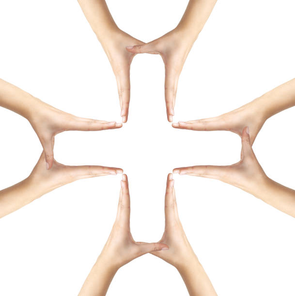 Big Medical Cross symbol from hands isolated